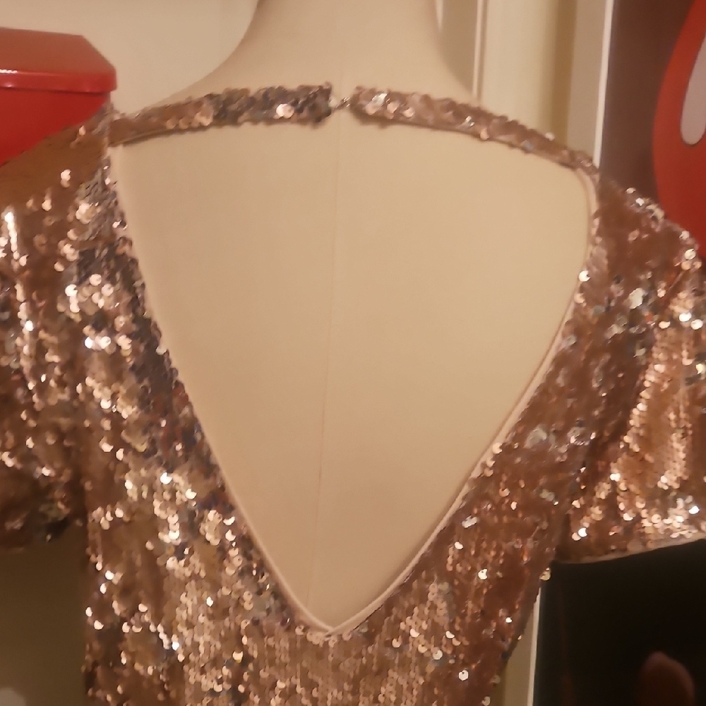 Forever 21 Gold Sequin Mini Dress - Picture 3 of 7